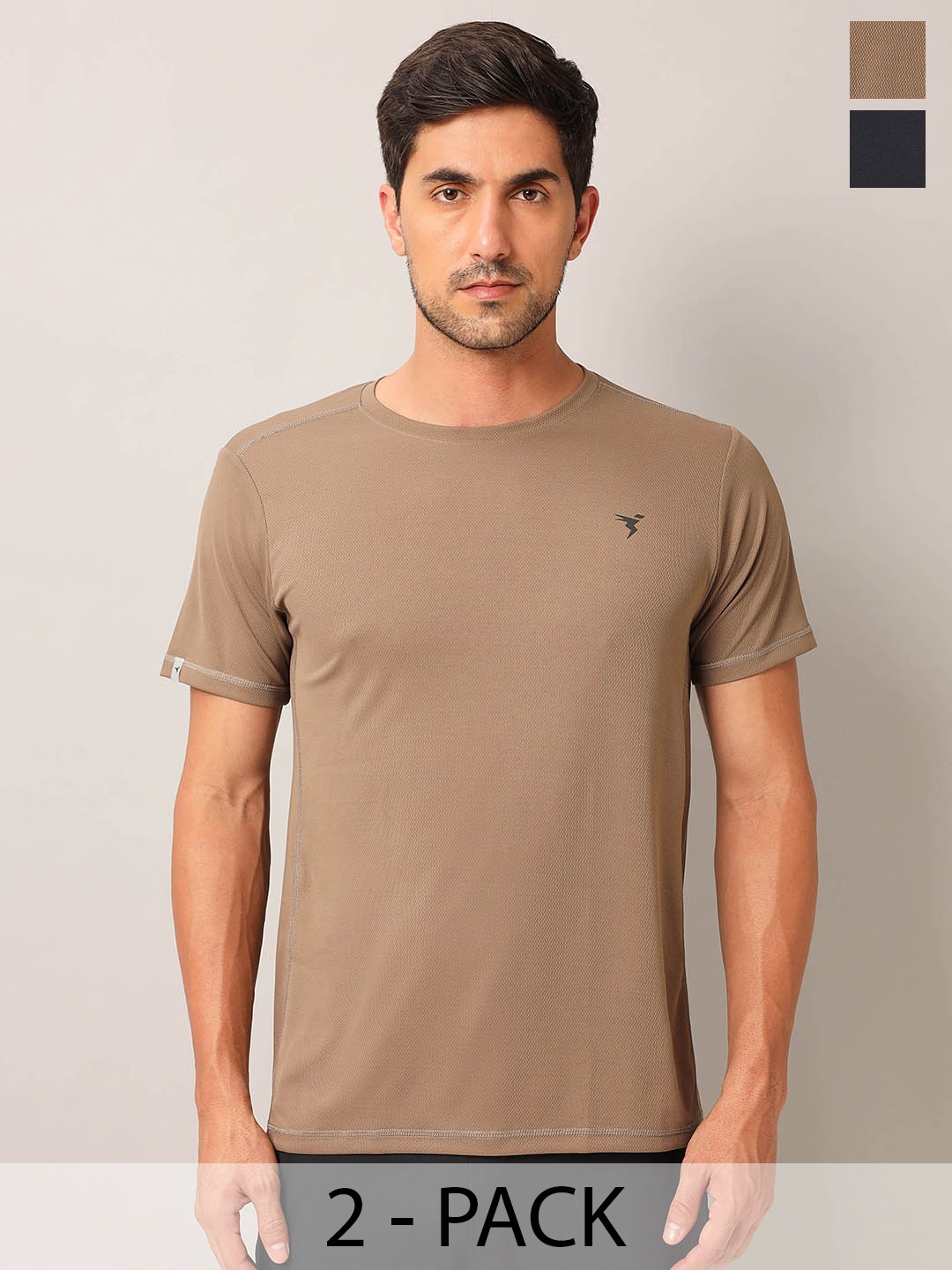 

Technosport Pack Of 2 Antimicrobial Slim Fit Training T-shirt, Bronze