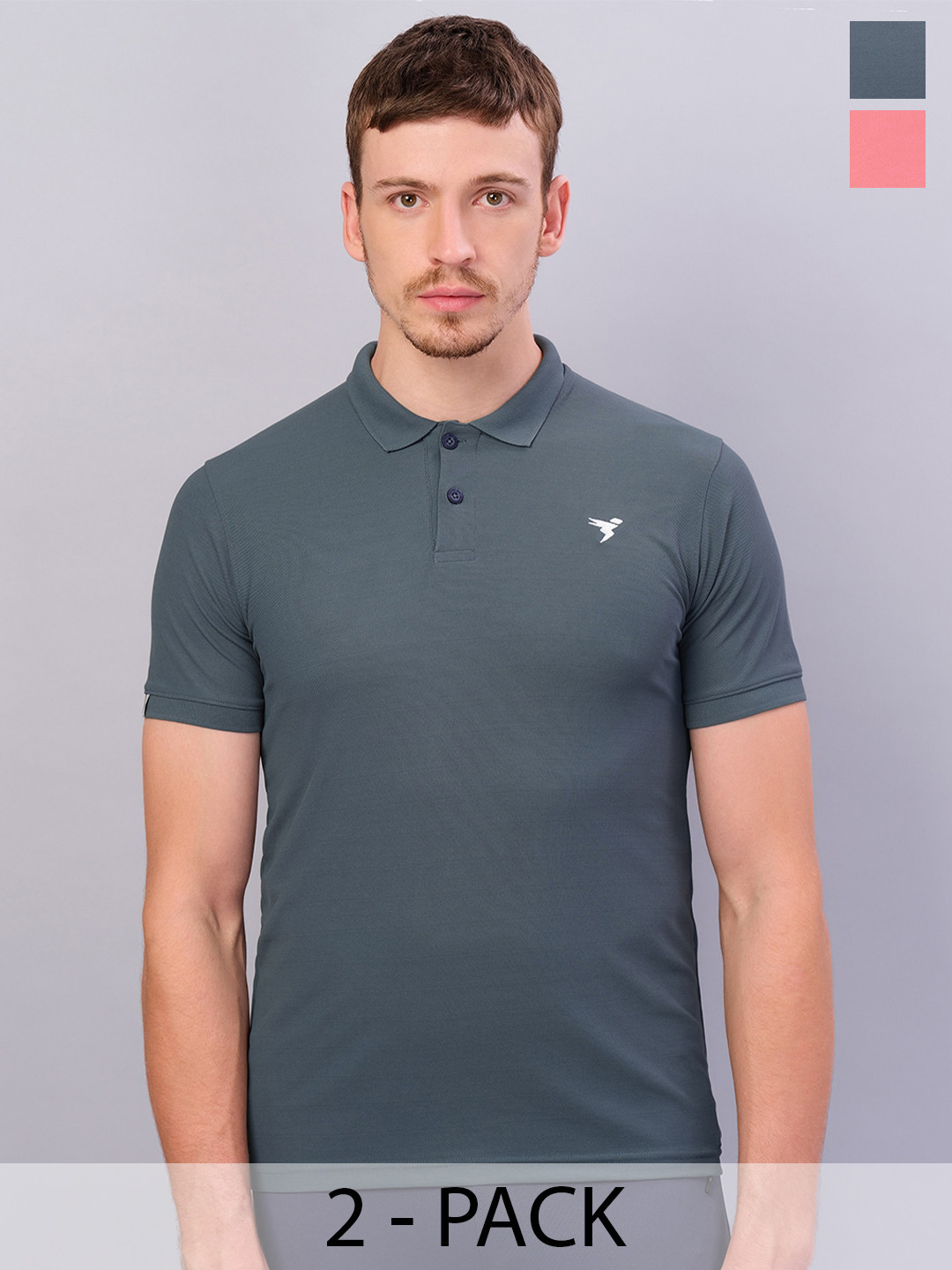 

Technosport Pack Of 2 Antimicrobial Slim Fit Training T-shirt, Grey