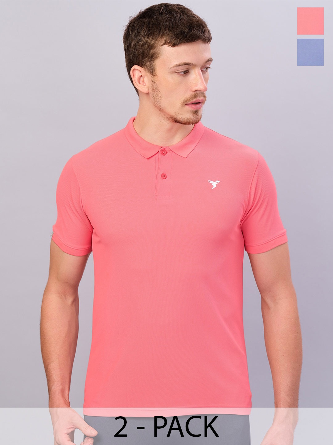 

Technosport Pack of 2 Antimicrobial Polo Collar Hockey T-shirts, Coral