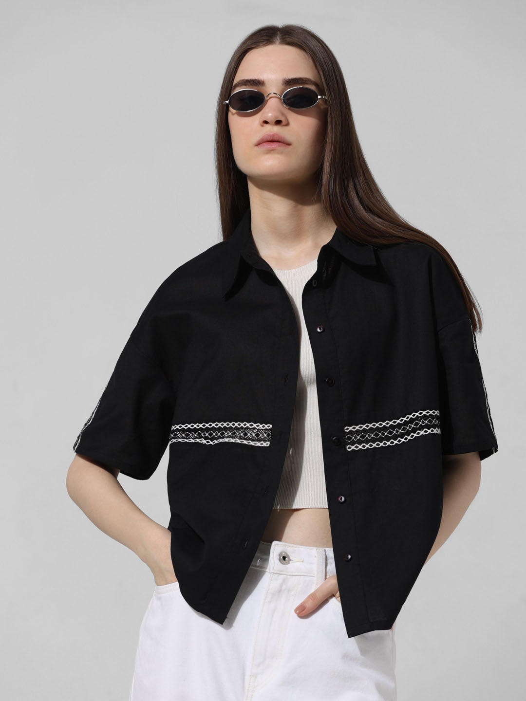 

ONLY Women Opaque Casual Shirt, Black