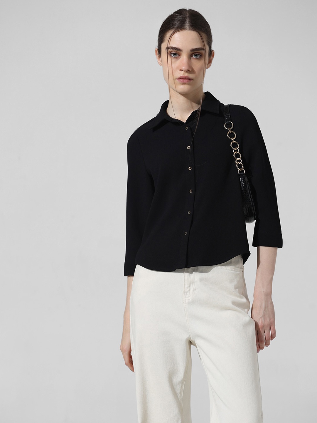 

ONLY Women Opaque Casual Shirt, Black