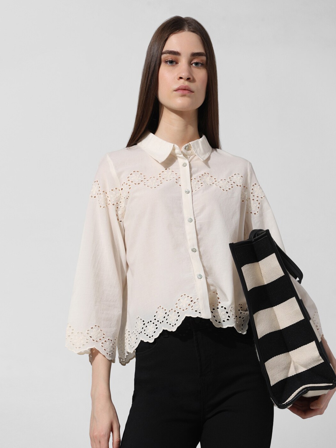 

ONLY Women Opaque Casual Shirt, White