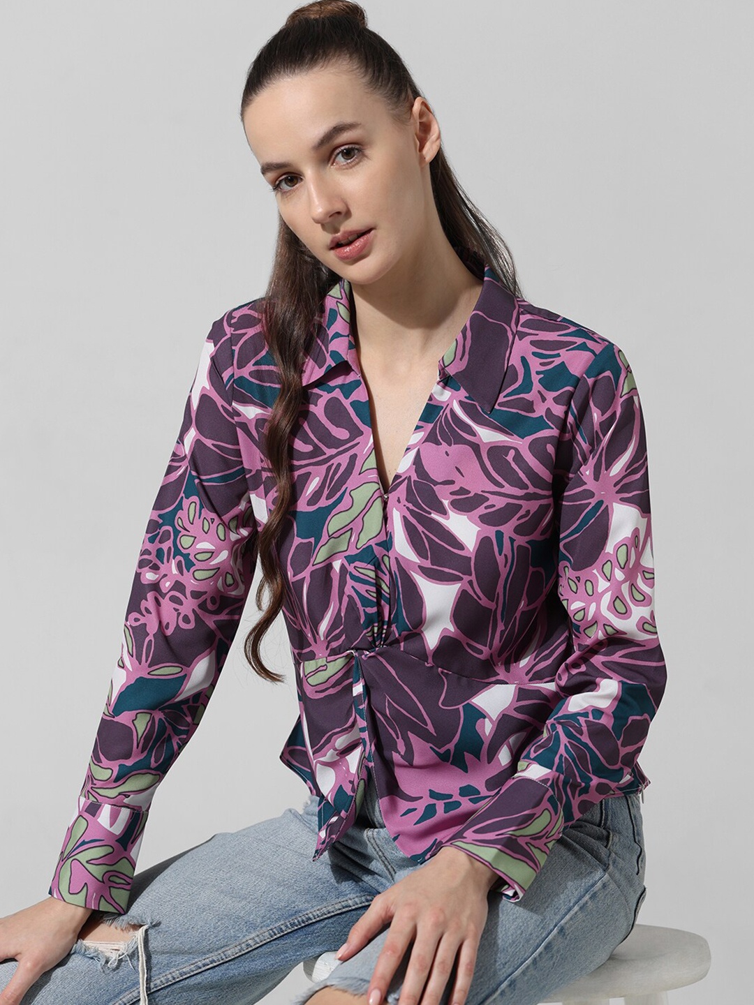 

ONLY Women Floral Opaque Printed Casual Shirt, Purple