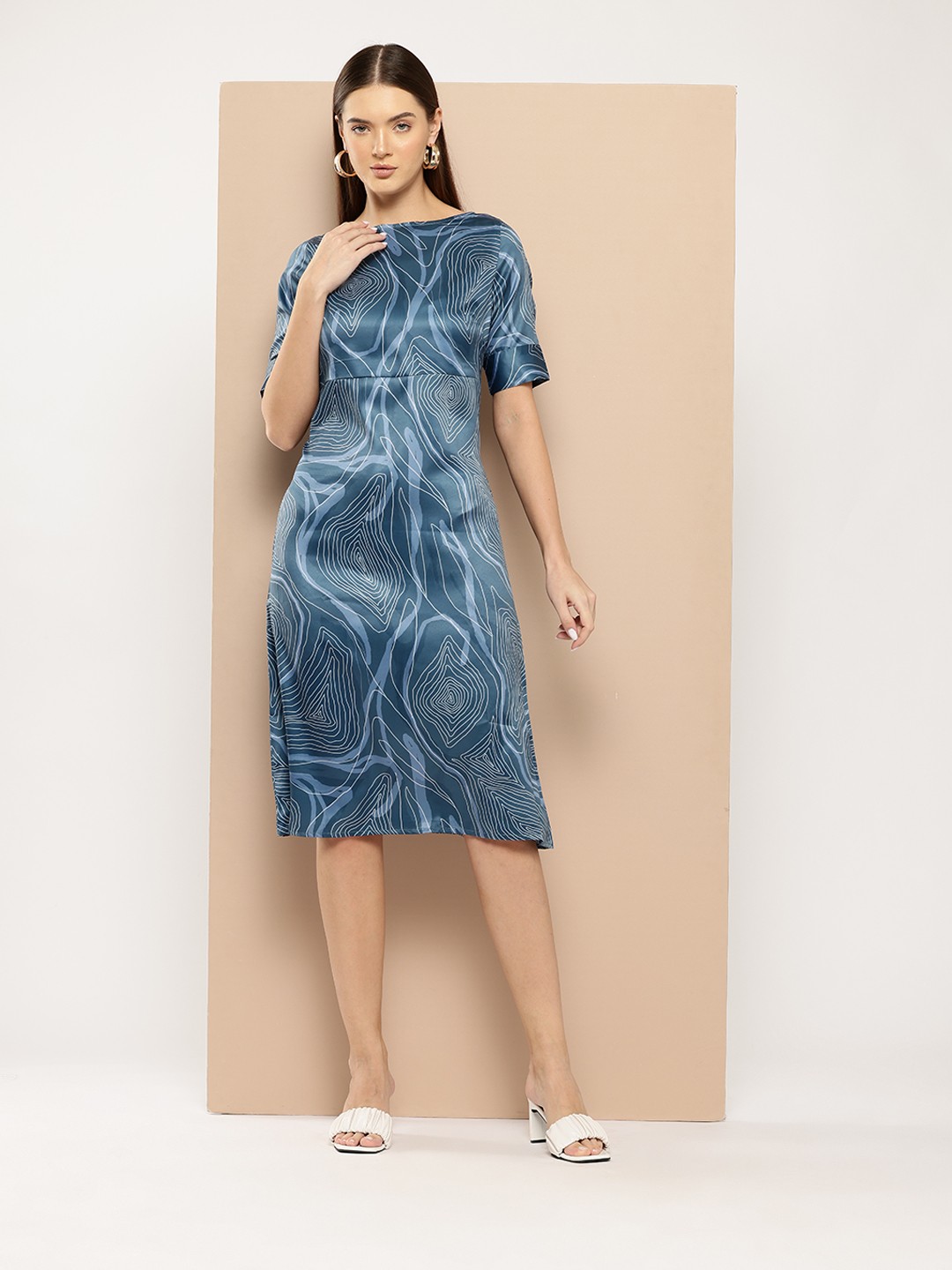 

Chemistry Printed A-Line Mini Dress, Teal