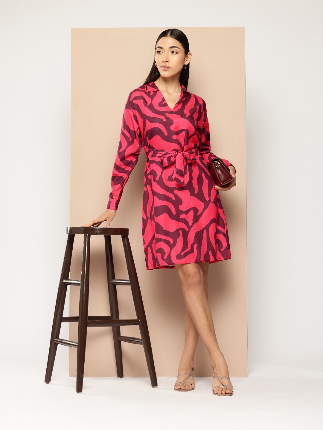 

Chemistry Printed Shirt Dress, Fuchsia