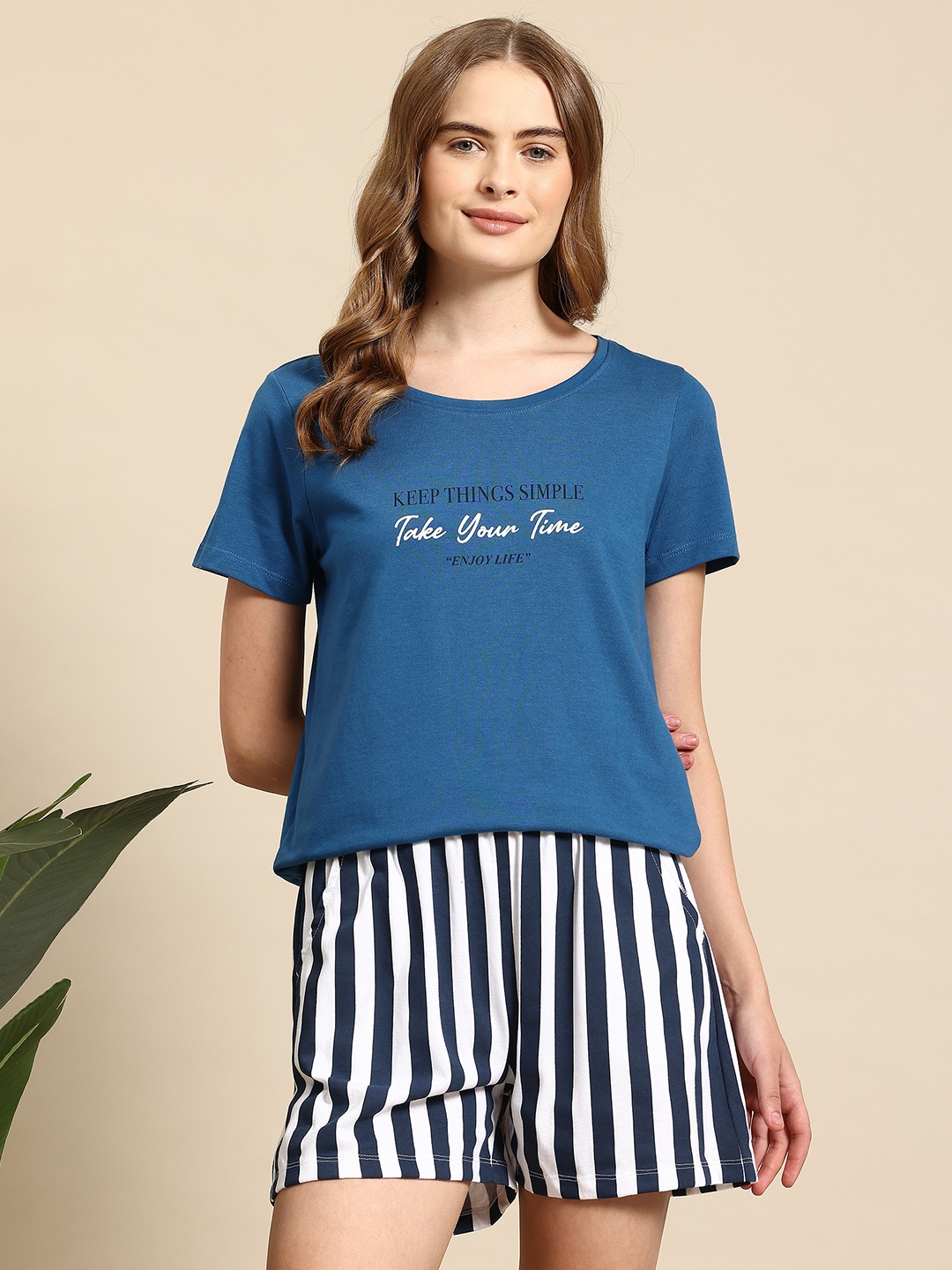 

Mast & Harbour Printed Night suit, Blue