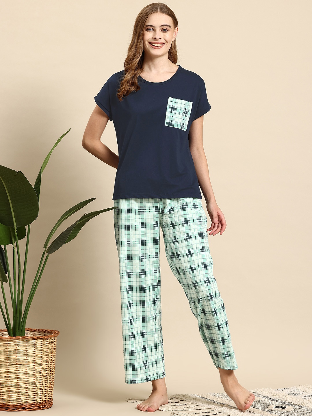 

Mast & Harbour Women Night suit, Navy blue