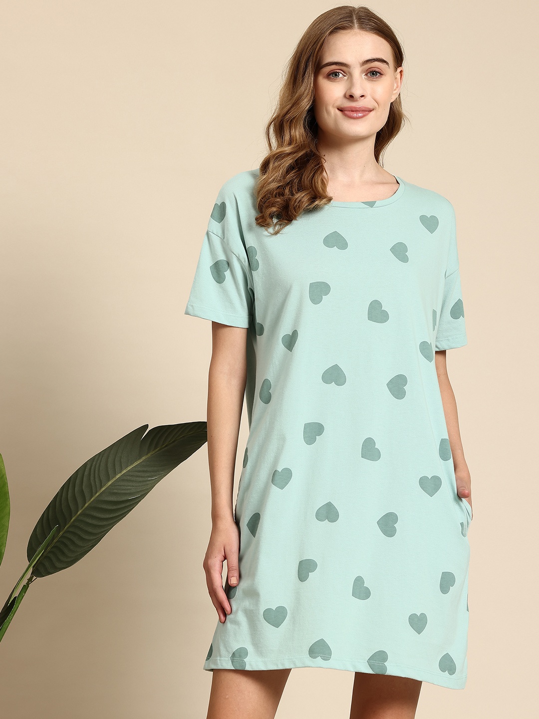 

Mast & Harbour Printed T-shirt Nightdress, Sea green