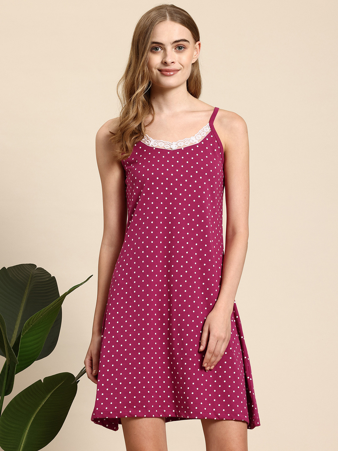 

Mast & Harbour Printed Nightdress with Pouch, Magenta
