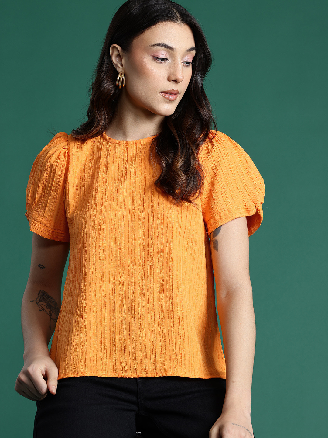 

DressBerry Textured Top, Orange