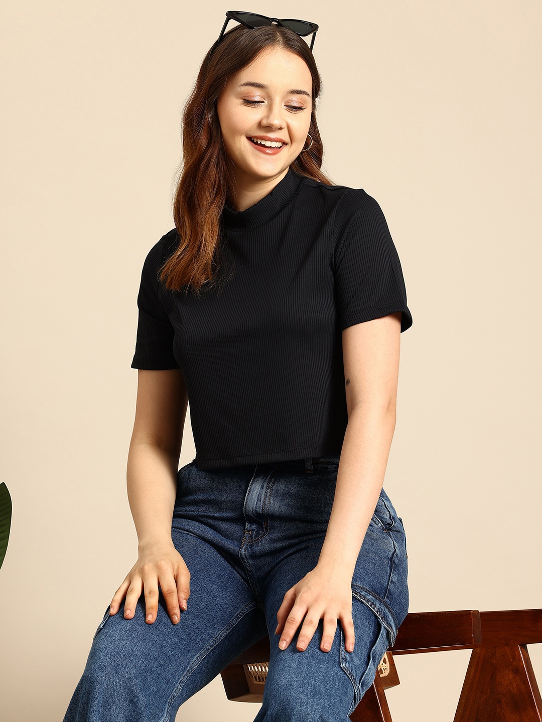 

Mast & Harbour Ribbed T-shirt, Black