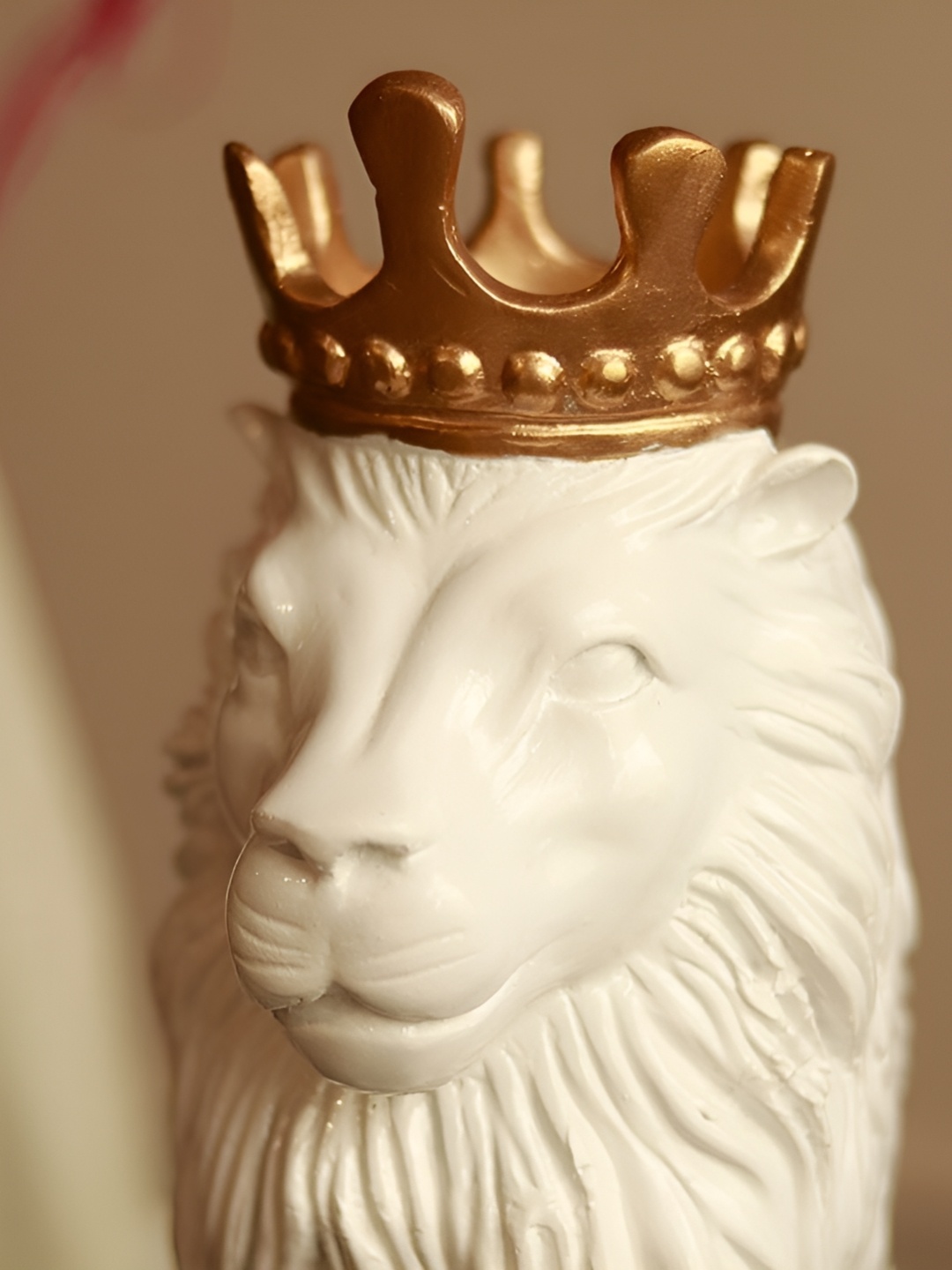 

ArteCasa White & Gold-Toned Figurine Lion King Medium Showpiece
