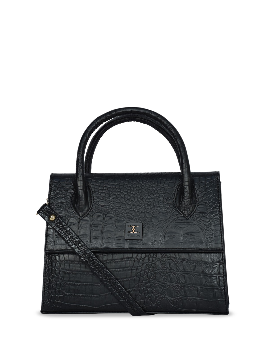 

ESBEDA Croco Textured Structured Handheld Bag, Black