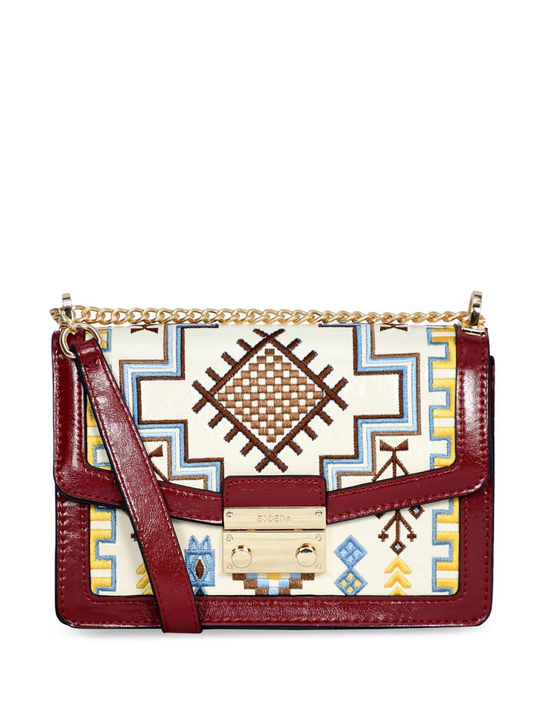 

ESBEDA Embroidery Art Mini Textured Structured Sling Bag, Maroon