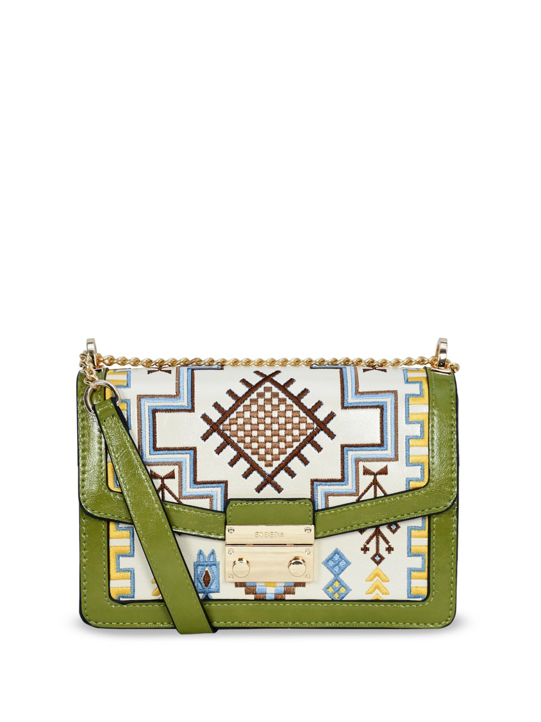 

ESBEDA Embroidered Structured Art Mini Sling bag, Olive