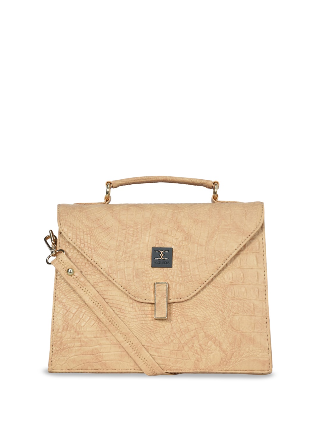 

ESBEDA Croco Embossed Structured Sling Bag, Beige