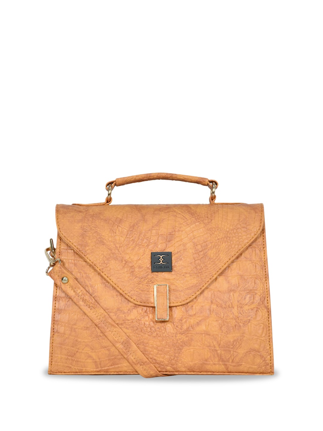 

ESBEDA Croco Embossed Structured Sling Bag, Tan