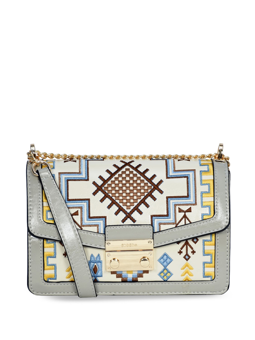 

ESBEDA Embroidery Art Textured Structured Mini Sling Bag, Grey