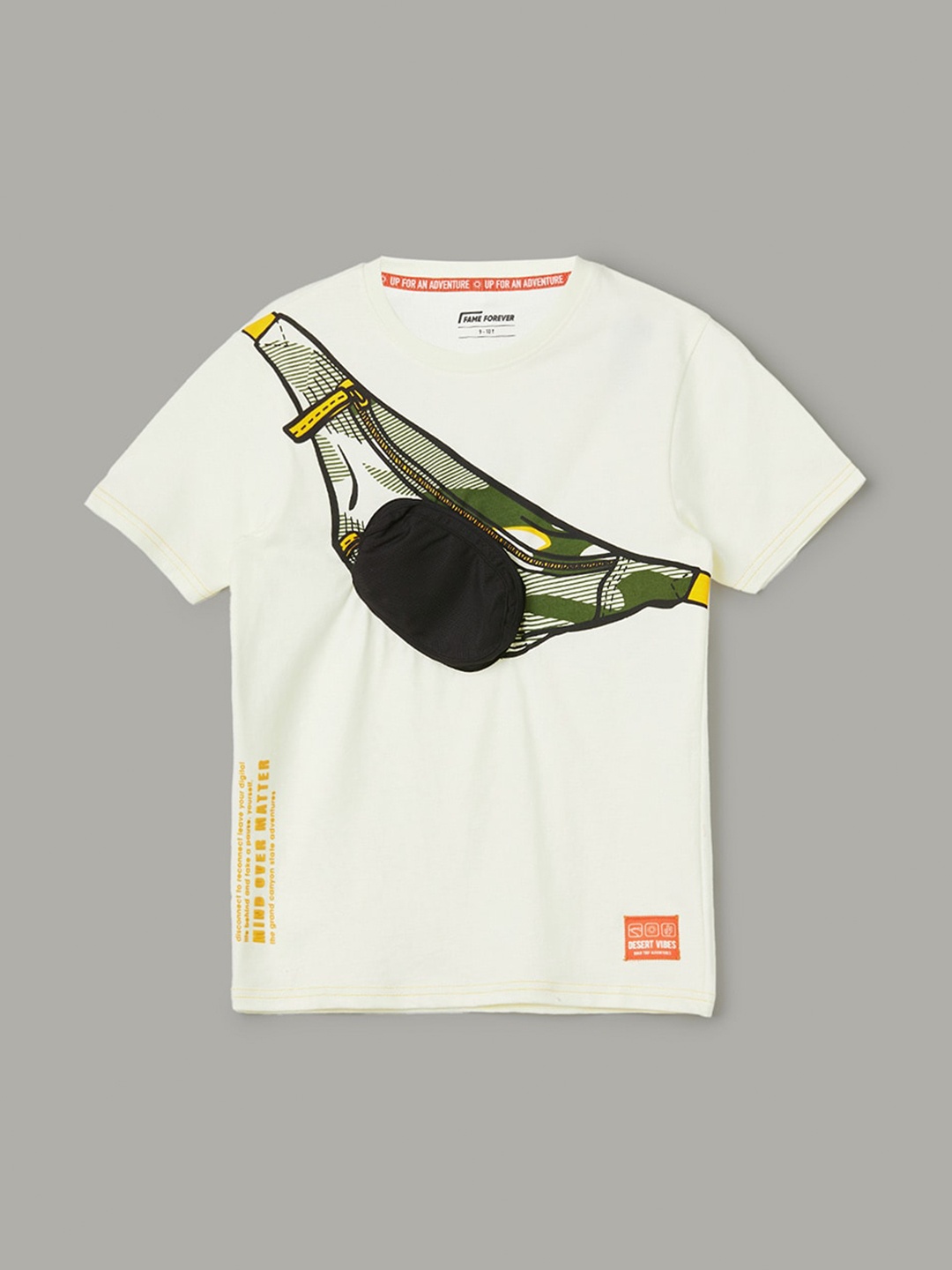 

Fame Forever by Lifestyle Boys V-Neck Applique T-shirt, Off white