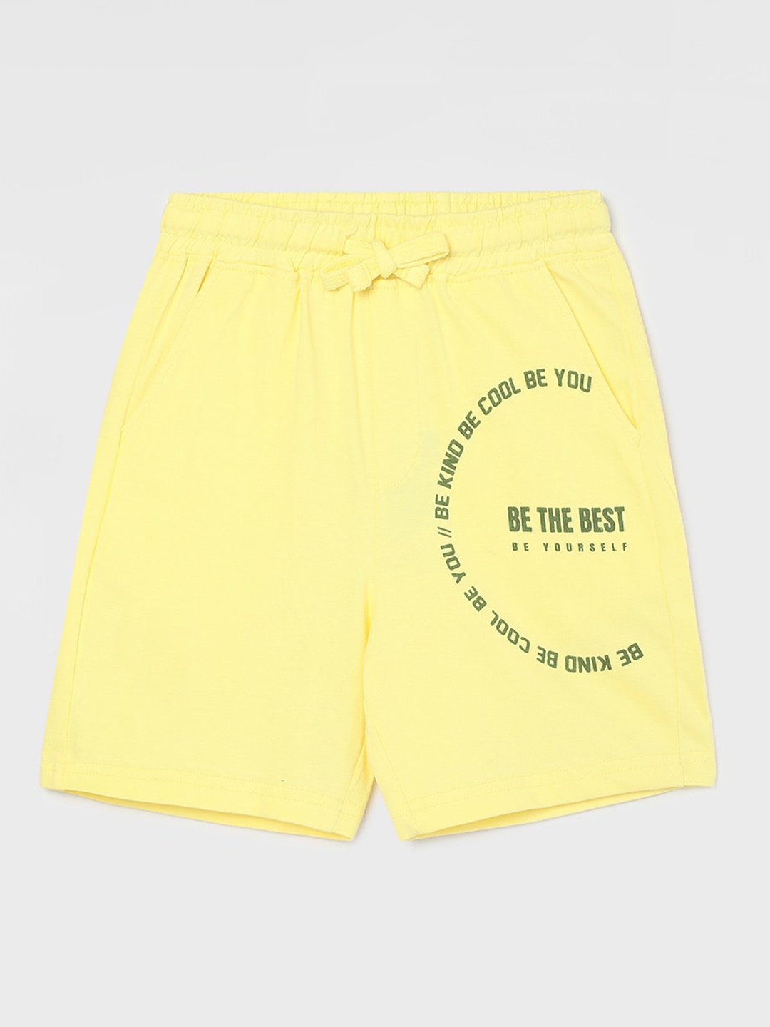 

Fame Forever by Lifestyle Boys Typography Printed Pure Cotton Shorts, Yellow