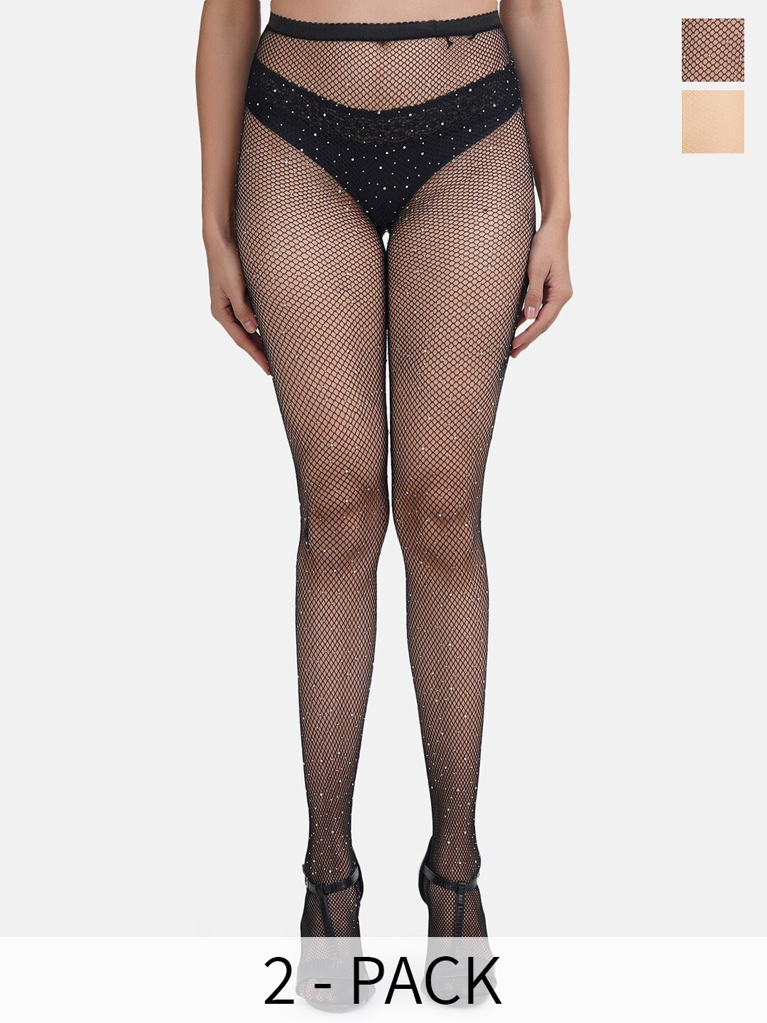 SECRETS BY ZEROKAATA Pack Of 2 Assorted Pantyhose Stockings