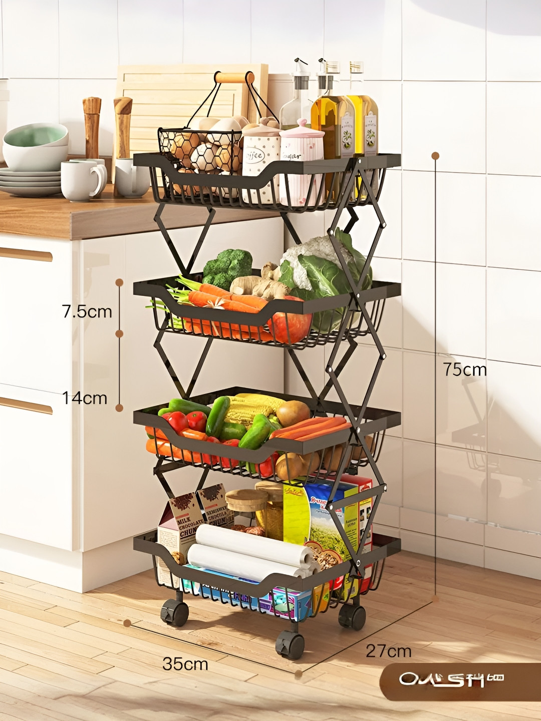 

UMAI Black Metal Kitchen Trolley