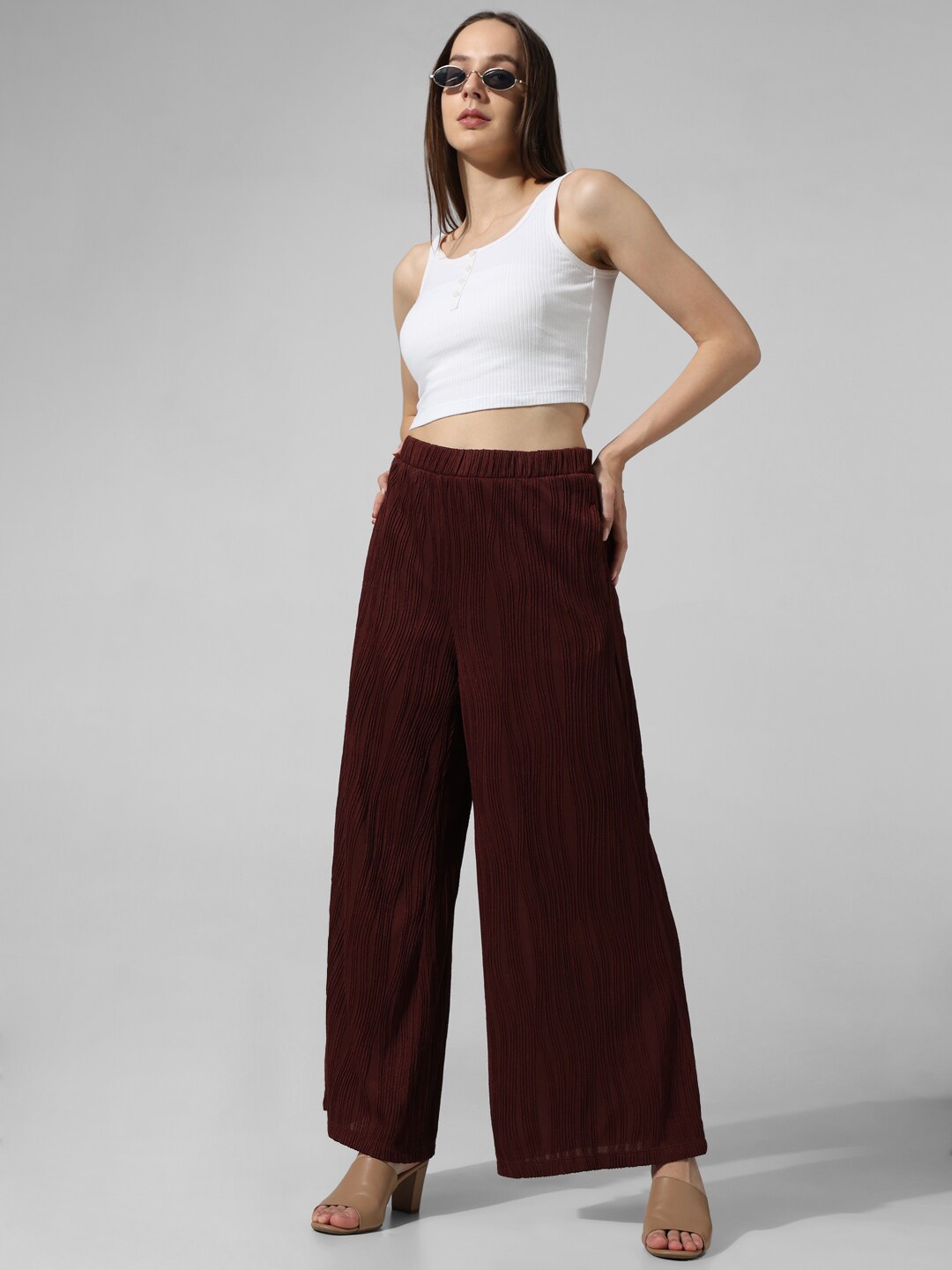 

ONLY Women Flared High-Rise Trousers, Brown