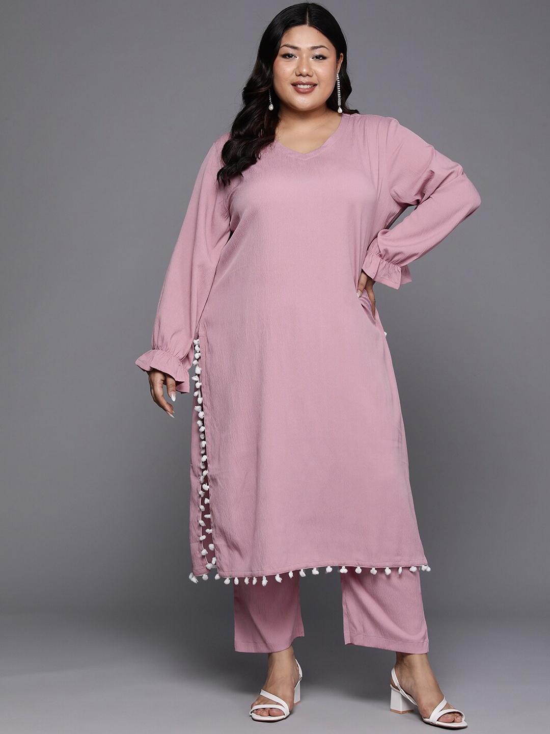 

Sztori Regular Silk Crepe Kurta with Trousers, Mauve