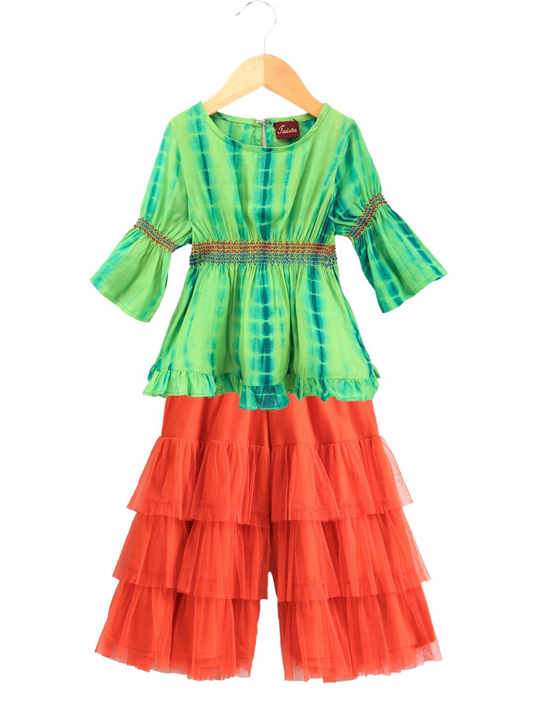 

Twisha Girls Dyed Top with Palazzos, Green