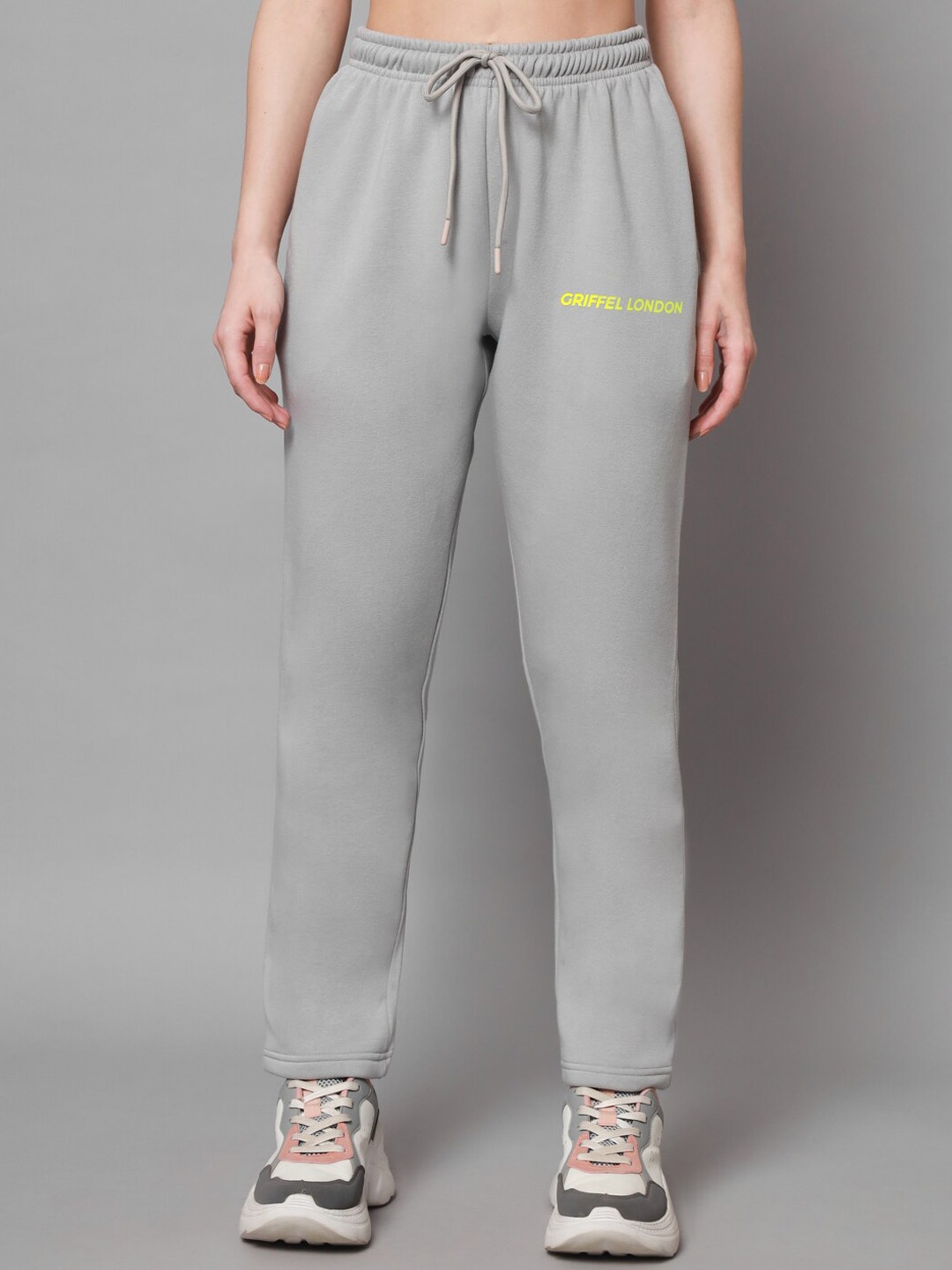 

GRIFFEL Women Mid Rise Fleece Track Pants, Grey