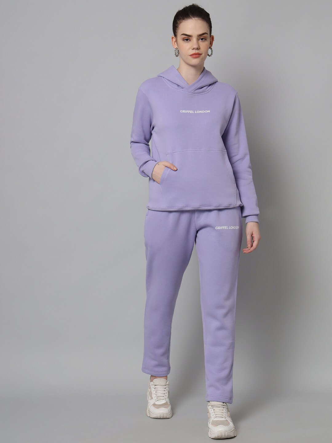 

GRIFFEL Printed Hooded Fleece Tracksuits, Mauve