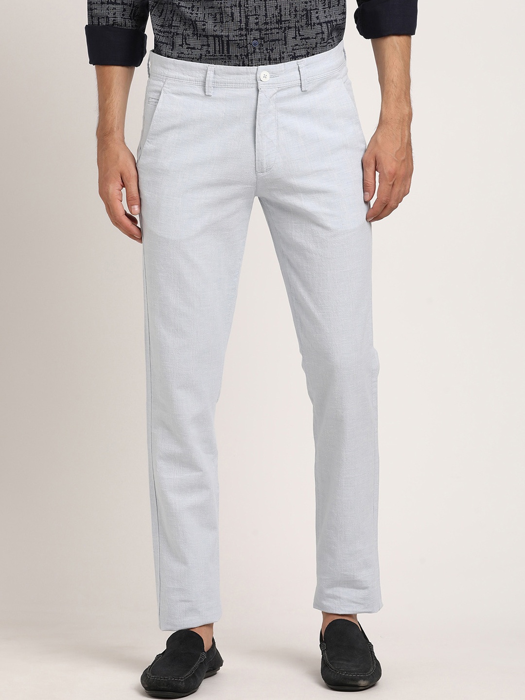 

Turtle Men Relaxed Skinny Fit Trousers, Grey