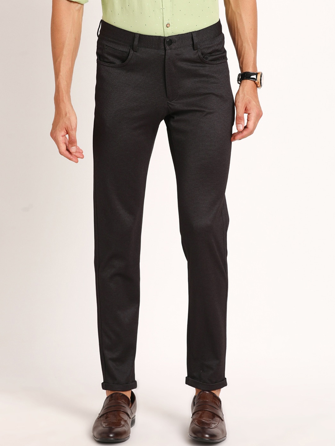 

Turtle Men Classic Skinny Fit Trousers, Grey