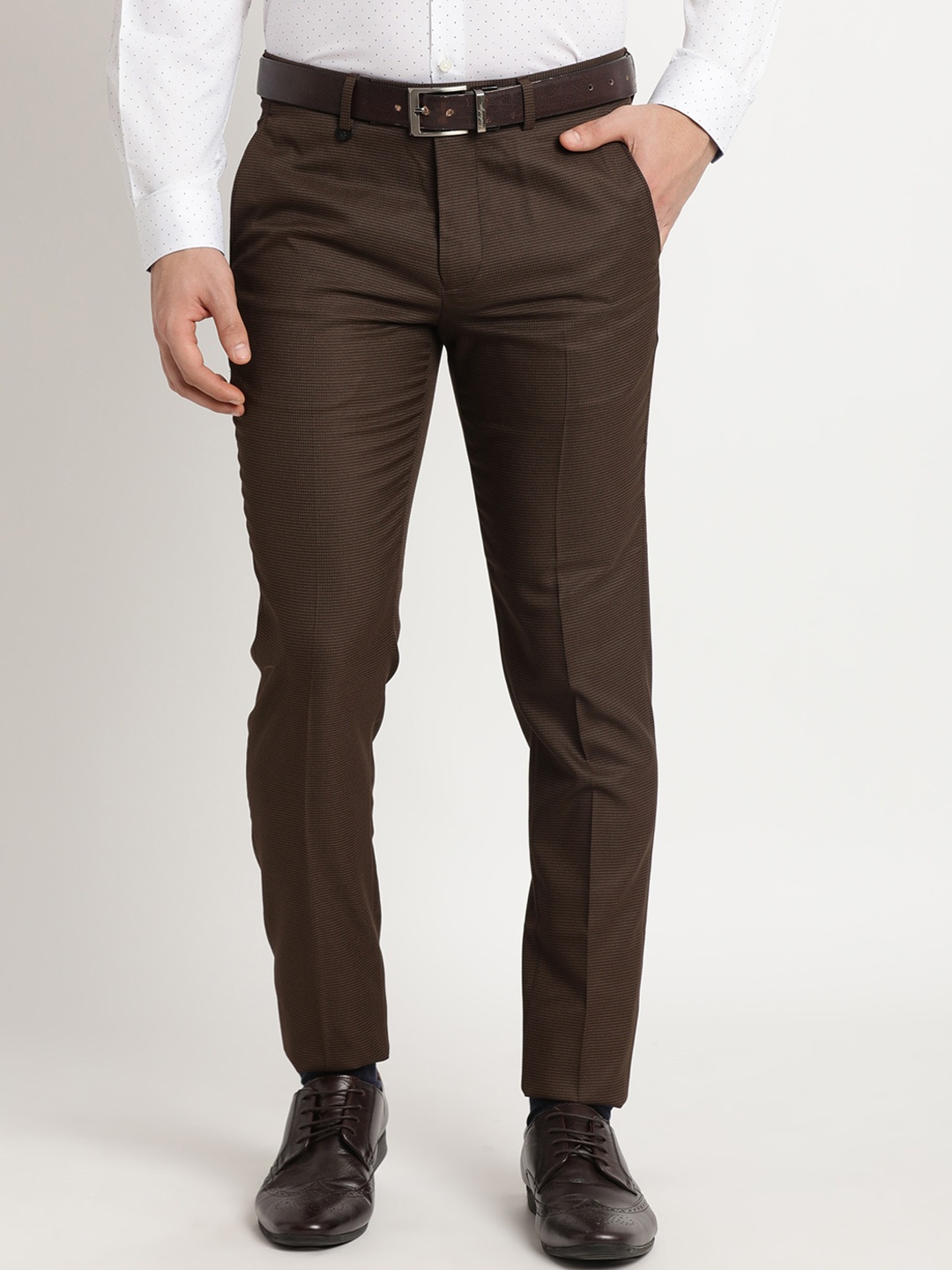 

Turtle Men Tailored Skinny Fit Trousers, Brown