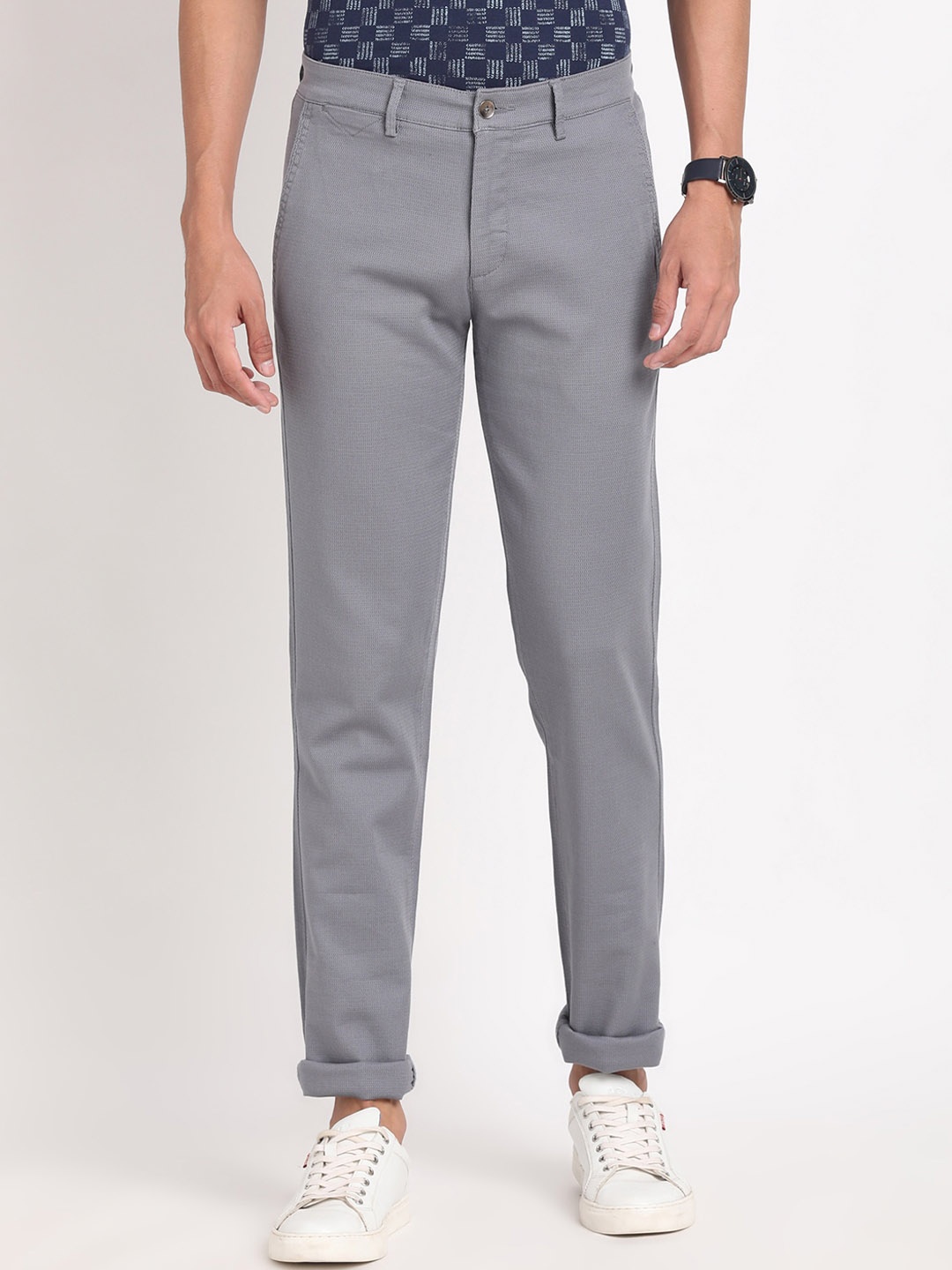 

Turtle Men Relaxed Skinny Fit Chinos Trousers, Grey