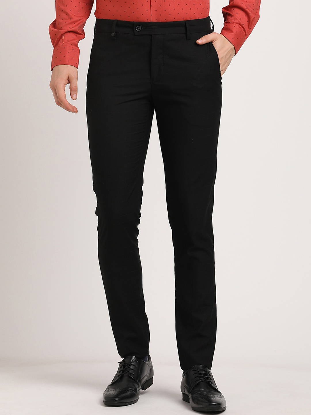 

Turtle Men Tailored Skinny Fit Trousers, Black