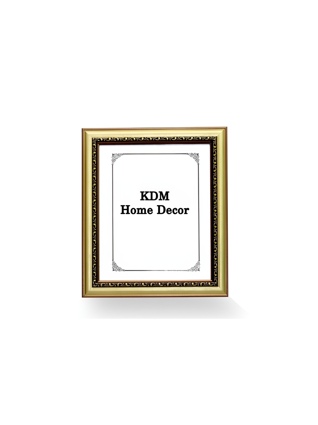 

KDM HOME DECOR Yellow & White Wooded Embroidered Wall Photo Frame, Gold