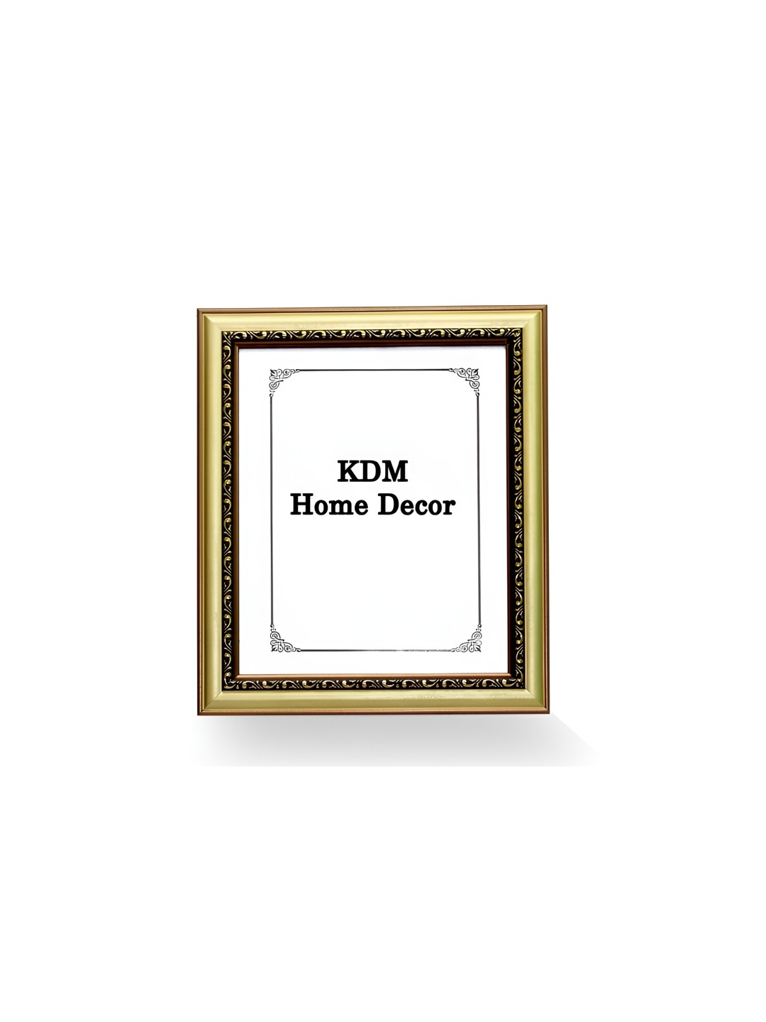 

KDM HOME DECOR Gold-Toned & Brown Self Design Wooden Table Top Photo Frame