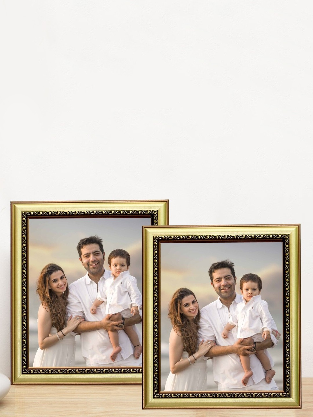 

KDM HOME DECOR Gold-Toned 2 Pieces Wooden Table Photo Frames