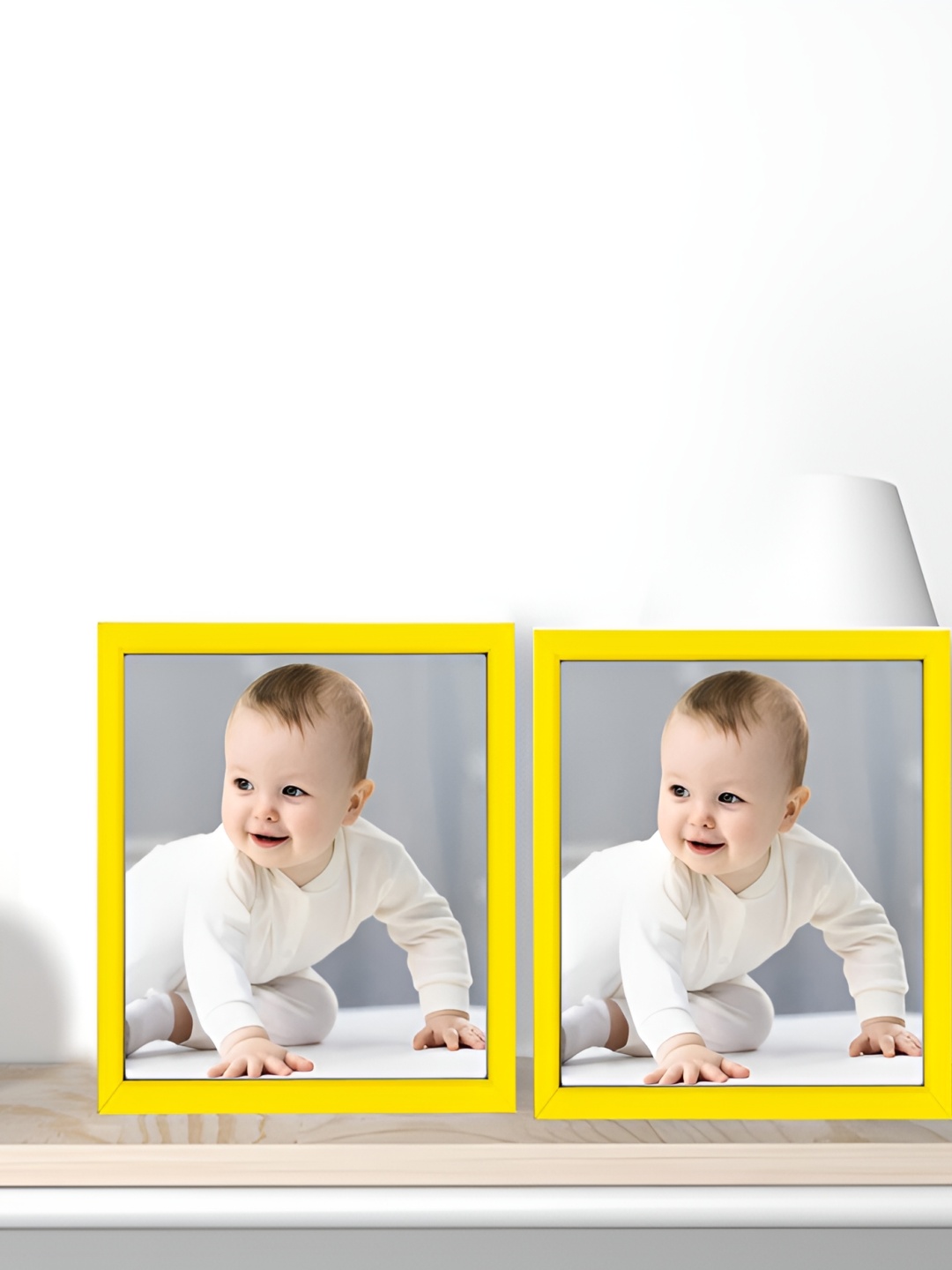 

KDM HOME DECOR Yellow 2 Pieces Wooden Wall Photo Frames