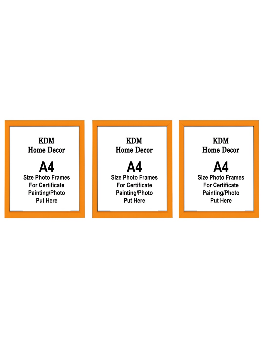 

KDM HOME DECOR Orange 3Pcs Wooden Table Photo Frames