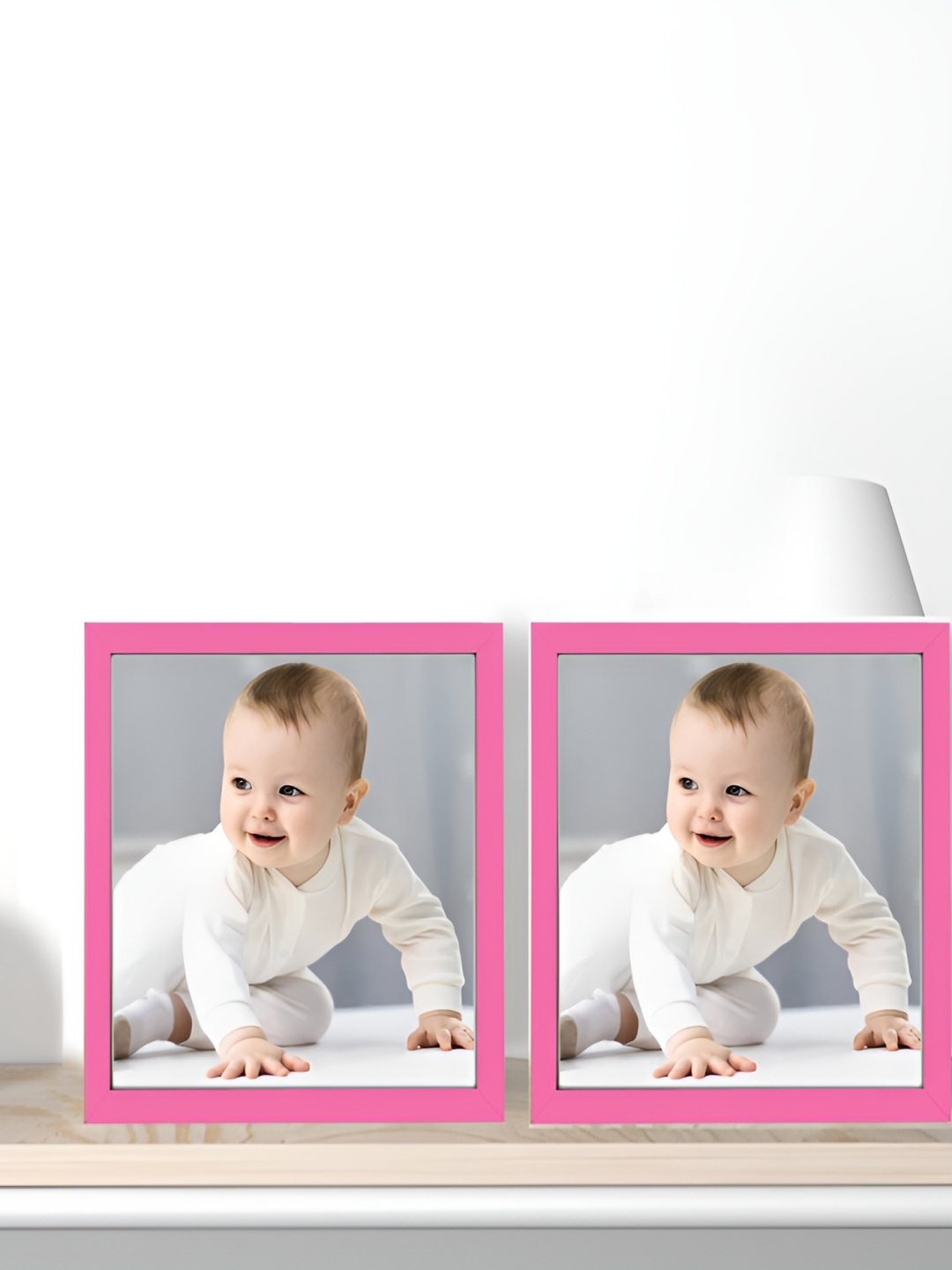 

KDM HOME DECOR Pink & Transparent 2 Pieces Wooden Wall Photo Frames