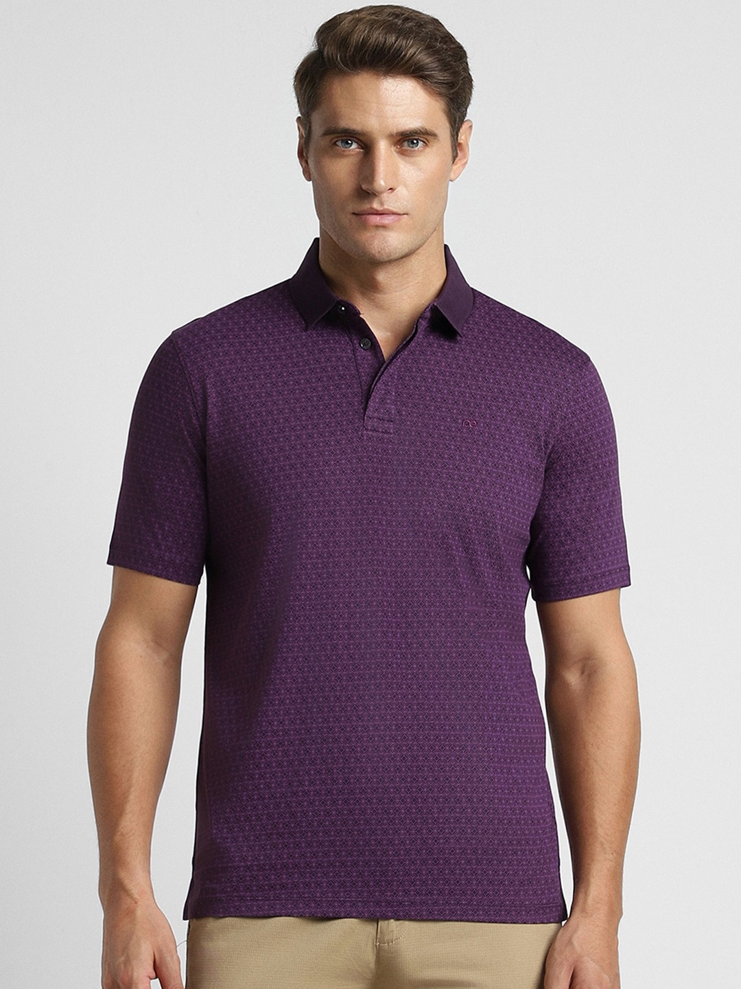 

Peter England Elite Men Striped Polo Collar Pockets T-shirt, Purple