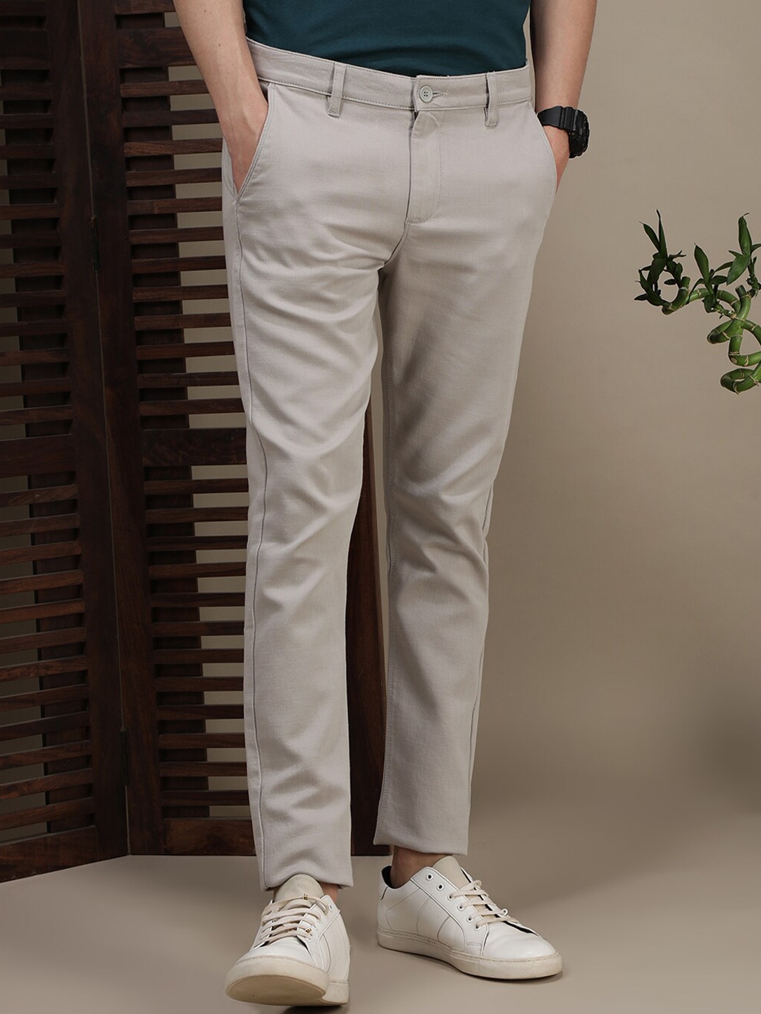 

Crocodile Men Urban Slim Slim Fit Chinos Trousers, Cream