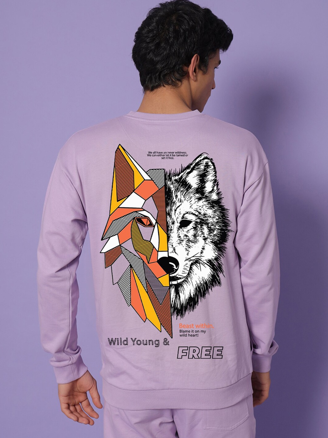 

Bewakoof Men Printed Sweatshirt, Lavender