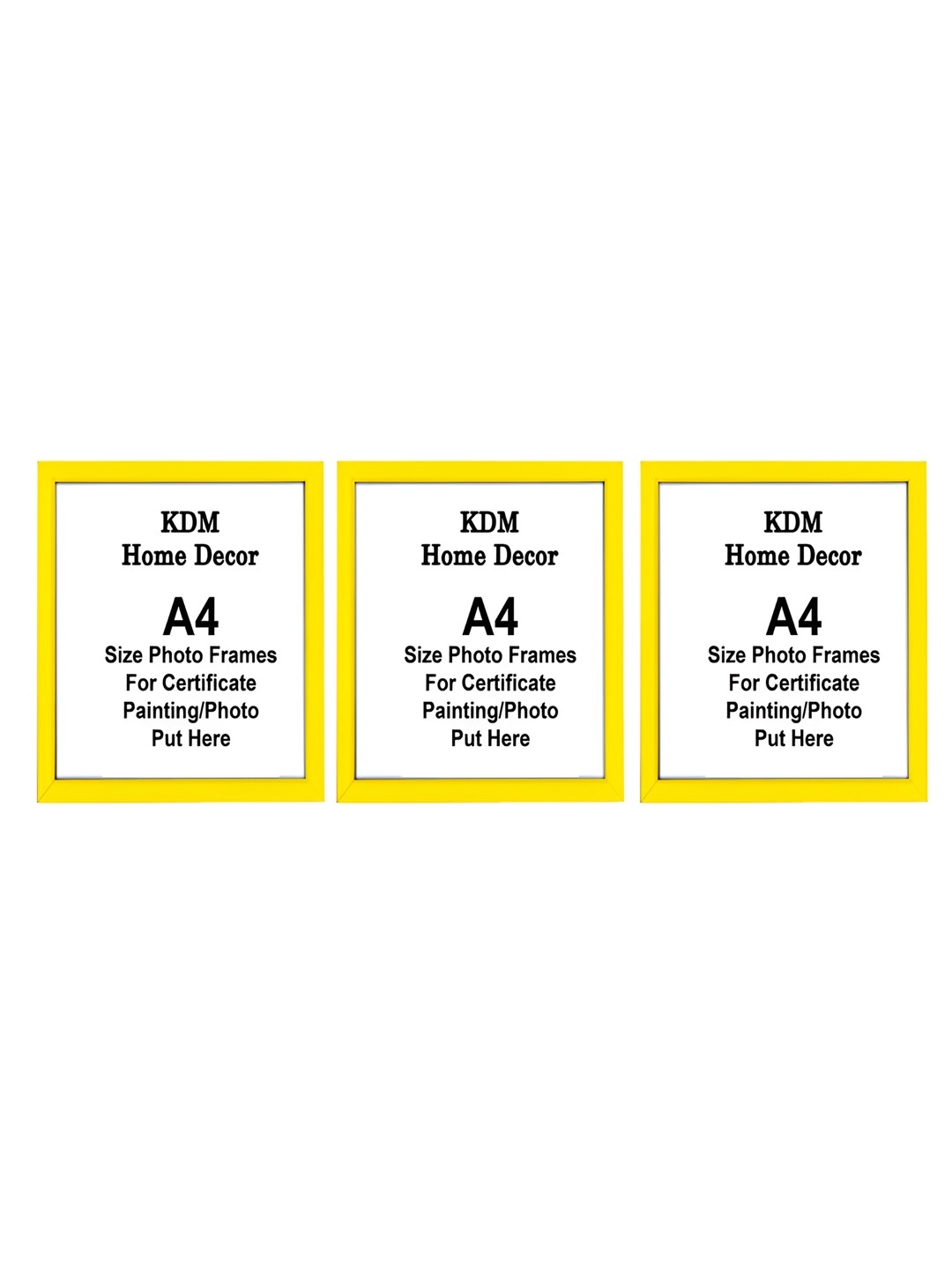 

KDM HOME DECOR Yellow 3 Pcs Wooden Table Photo Frames