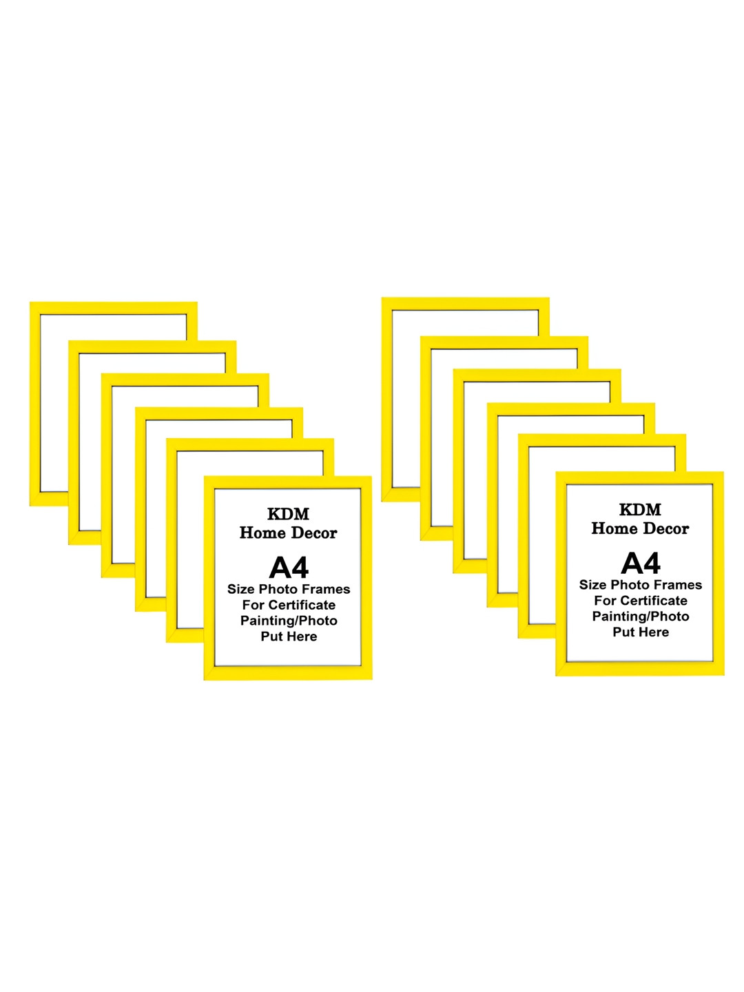 

KDM HOME DECOR Yellow & White 12 Pieces Wooden Table Top Photo Frames