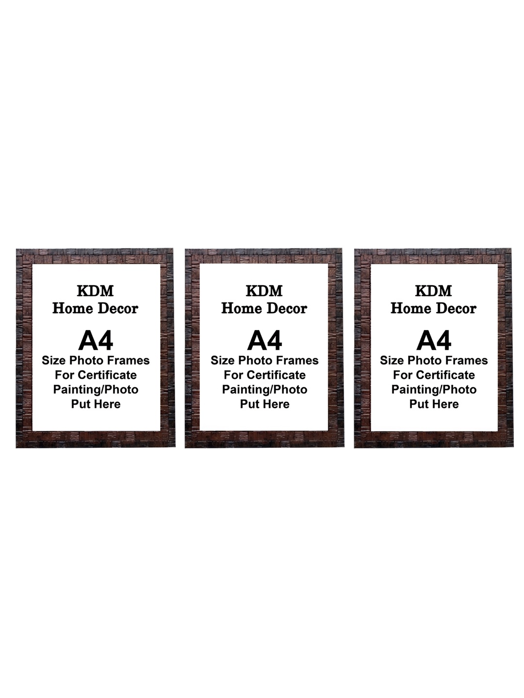

KDM HOME DECOR Brown & Black 3 Pieces Wood Wall Photo Frames