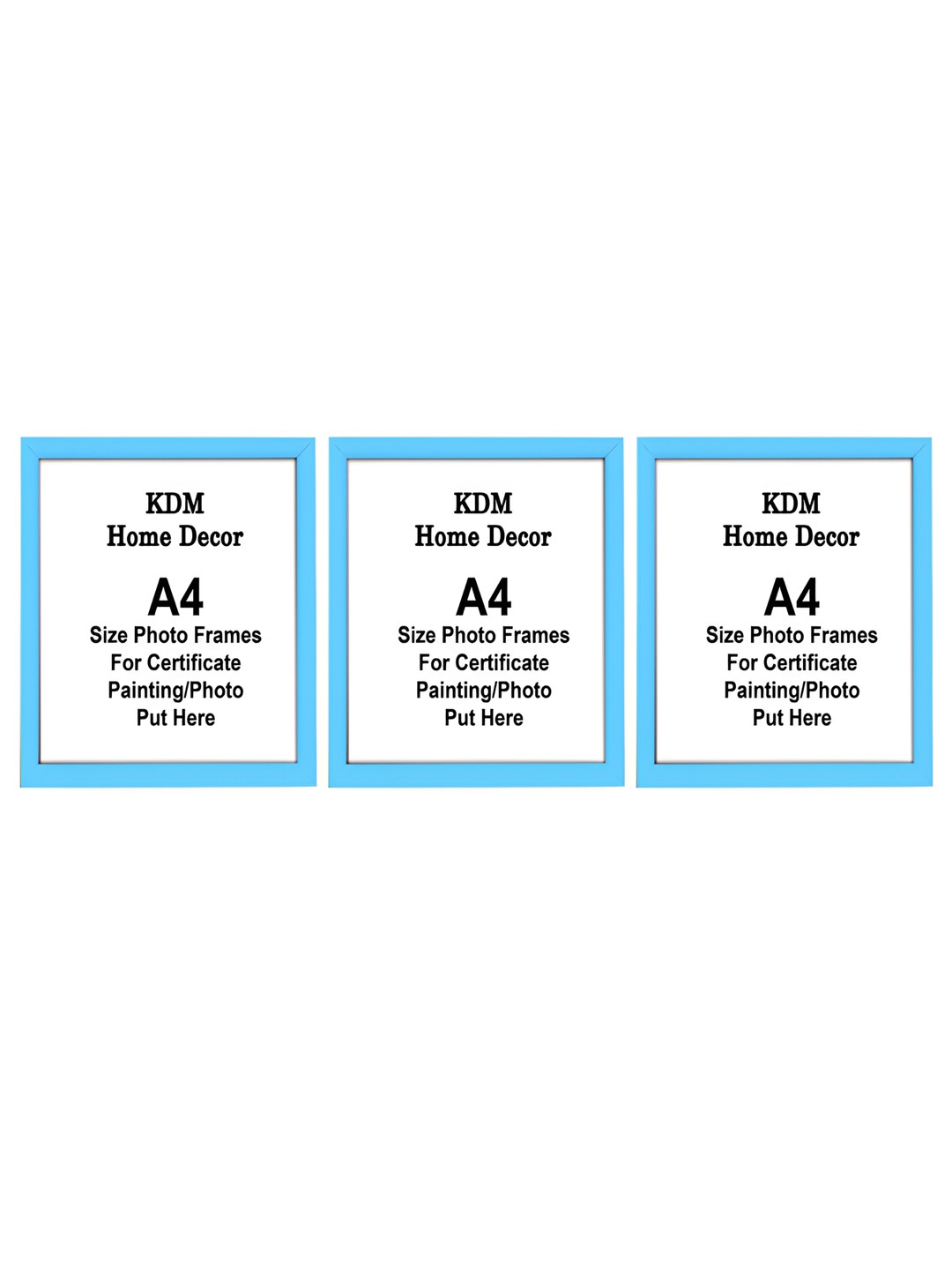 

KDM HOME DECOR Blue & White 3 Pieces Wooden Table Photo Frames