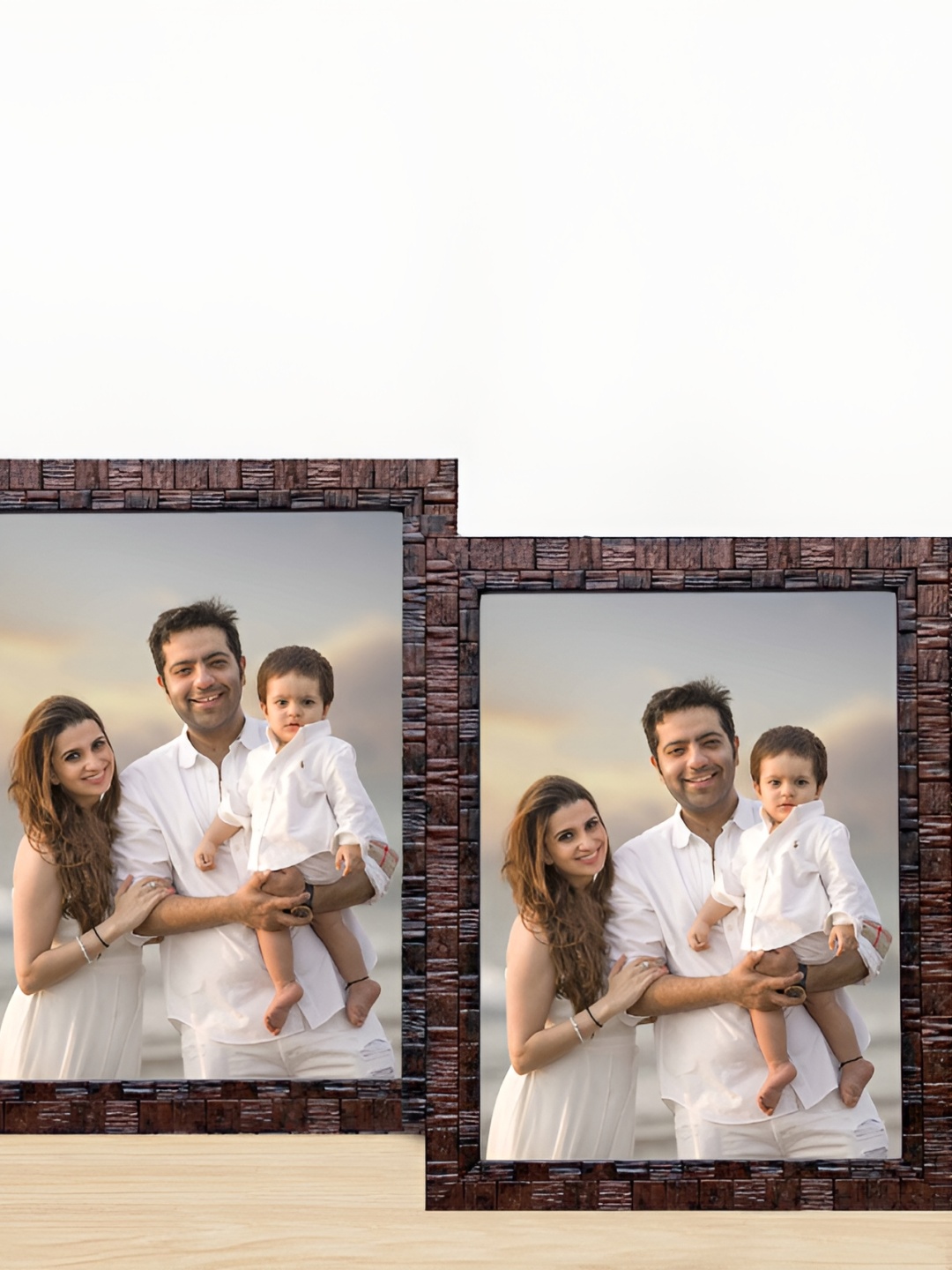 

KDM HOME DECOR Brown Self Design Wooden Table Top Photo Frame